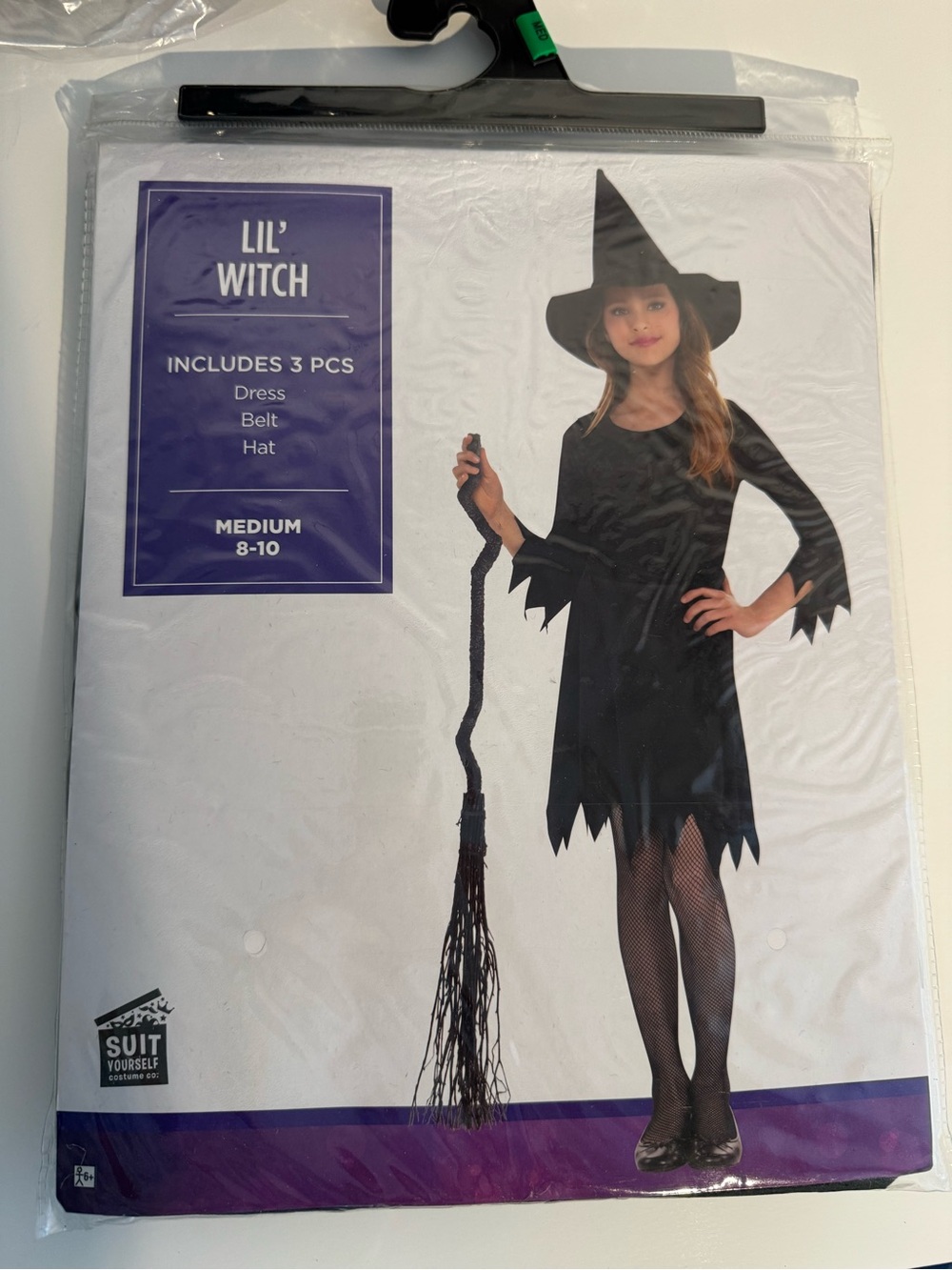 Kids Black Costume Dress, Belt & Hat - Medium 8-10